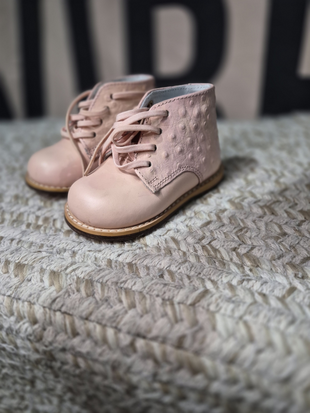 Josmo Baby Pink Lace-Up Ankle Boots